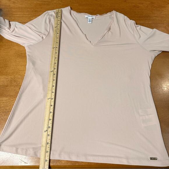 Calvin Klein Women’s Lace Bell Sleeve V-Neck Blouse Blush Pink Size Large L EUC - Picture 7 of 7